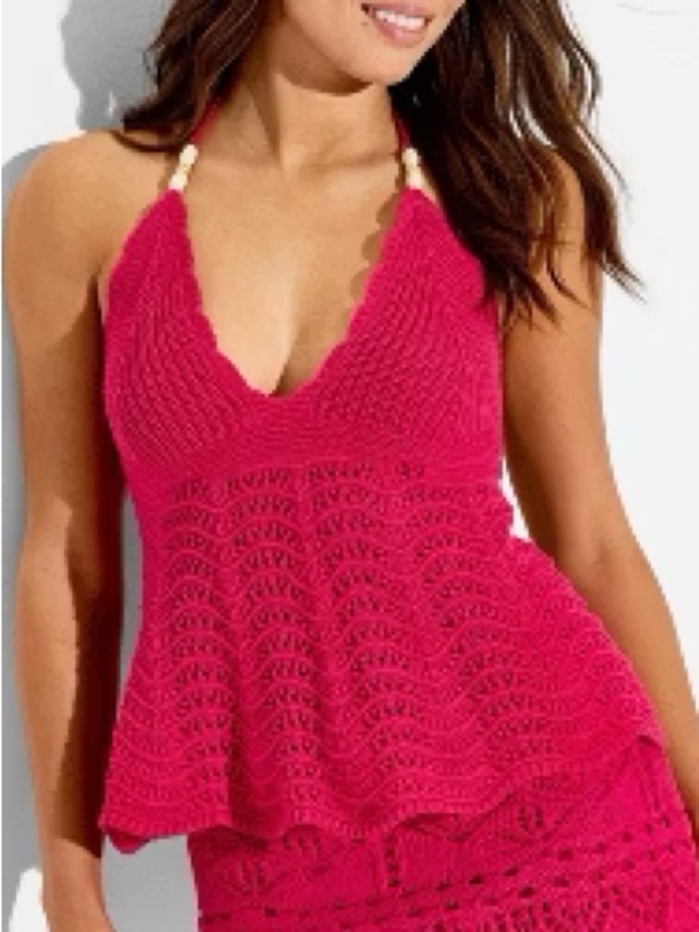 wild fable Hot Pink Crochet Halter Swim Cover